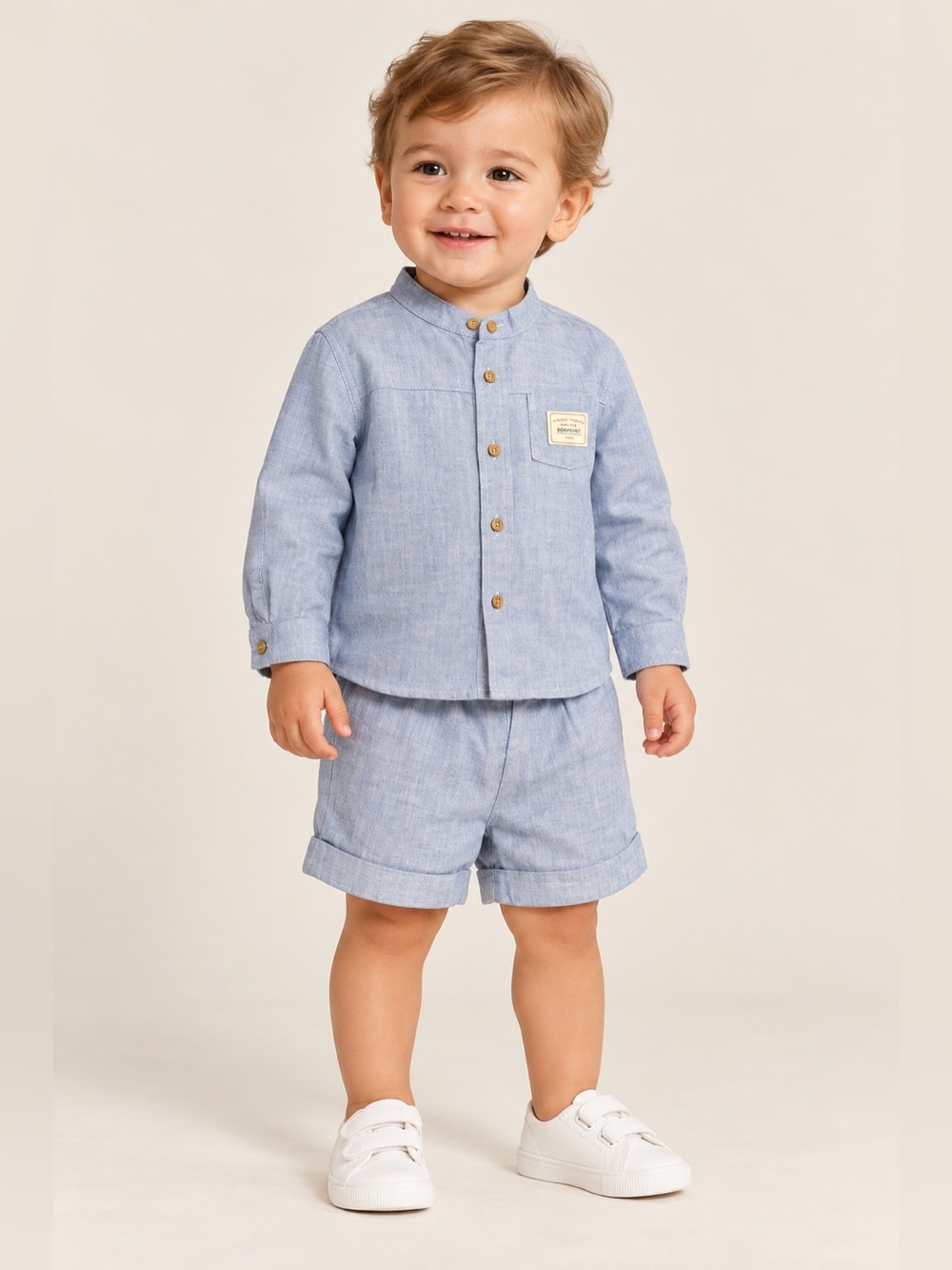 New BONPOINT Lacey chambray organic cotton tunic and Shorts Set